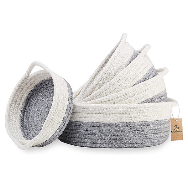 Grey Round Woven Basket - L