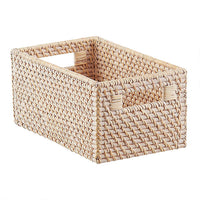 Whitewash Rattan Basket - Medium