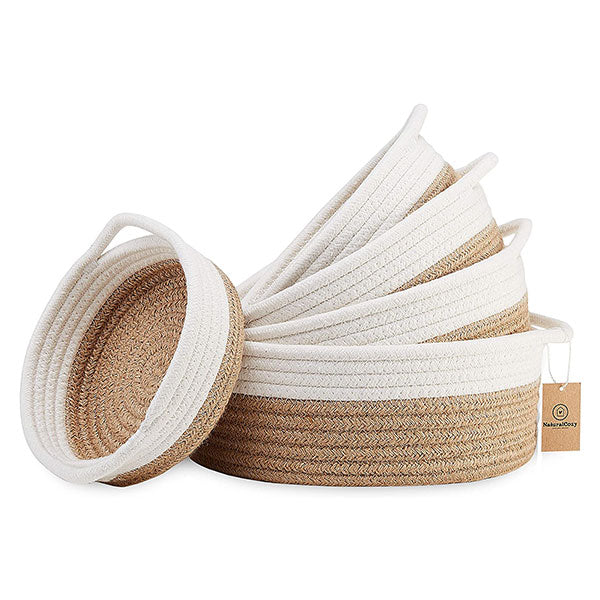 Jute Round Woven Basket - L