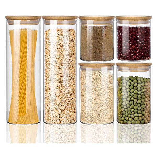 Glass Food Canisters with Bamboo Lids - Large